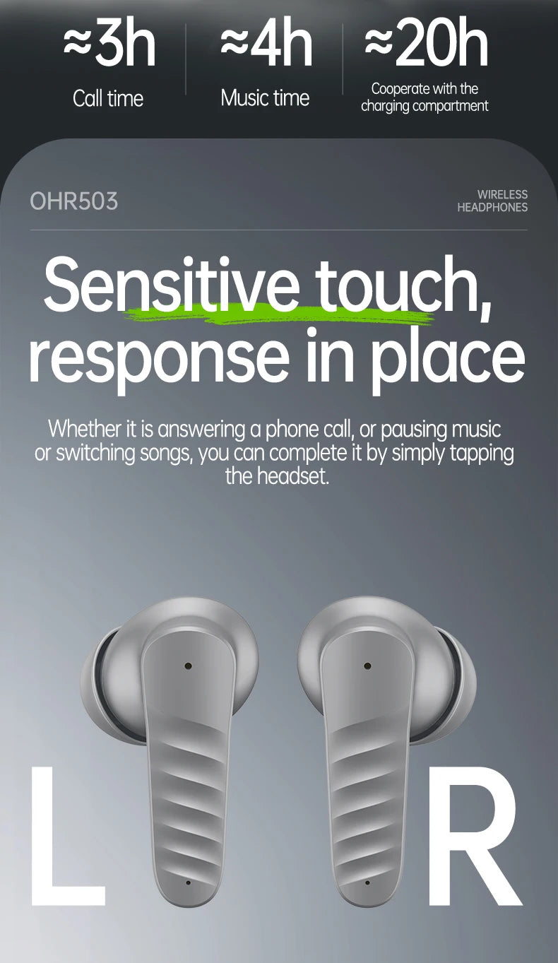Acer Ohr503 Wireless Bluetooth Headphones with In-Ear Design, High-Definition Sound Quality, Noise Reduction for Calls, Comfortable Fit, Suitable for Sports, Running, and Cycling, Compatible with Mobile Phones and Tablets