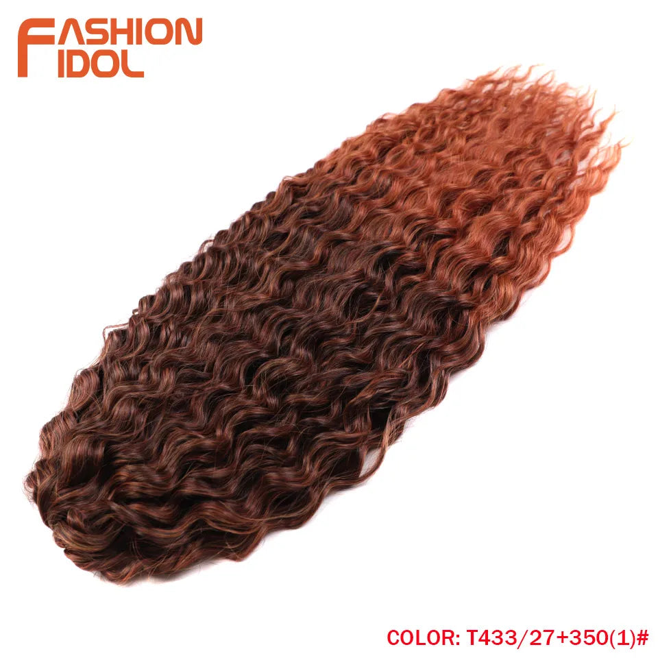 FASHION IDOL 24 Inch Ariel Hair Synthetic Crochet Curly Hair Water Wave Braid Hair Ombre Pink Deep Wave Braiding Hair Extensions
