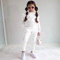 2024 Children's New Clothing For Girls Autumn And Winter Candy Color Fashion Long-sleeved Hoodie Pants Two-piece Set