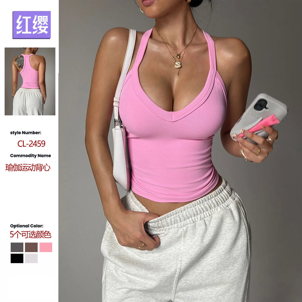 Yoga Bra Racerback Top Slim Fit Seamless Sports Underwear Sportswear Beautiful Back Vest Fitness Running Gym Woman Clothes