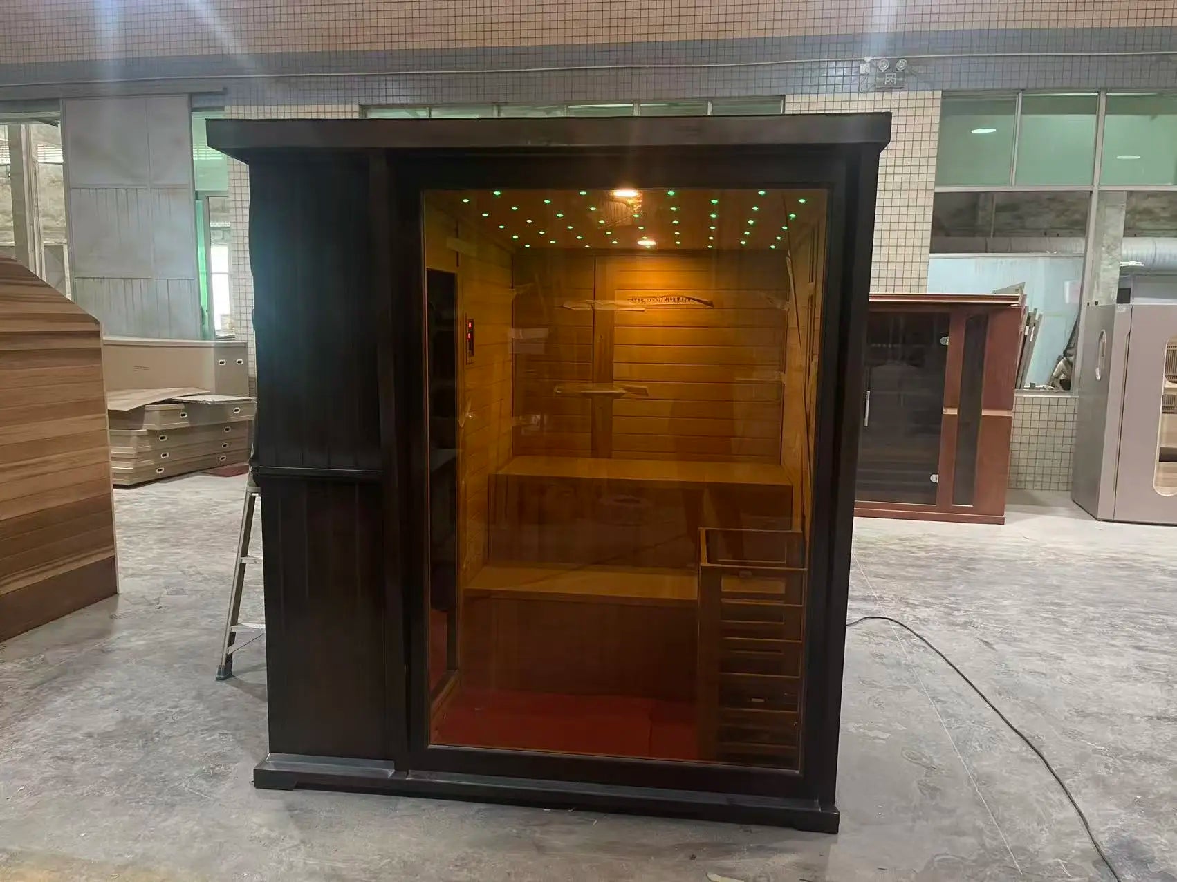 New Luxury High End Black Square Outdoor Sauna Backyard Wellness Sauna Cabin with 6000W Heater Customized
