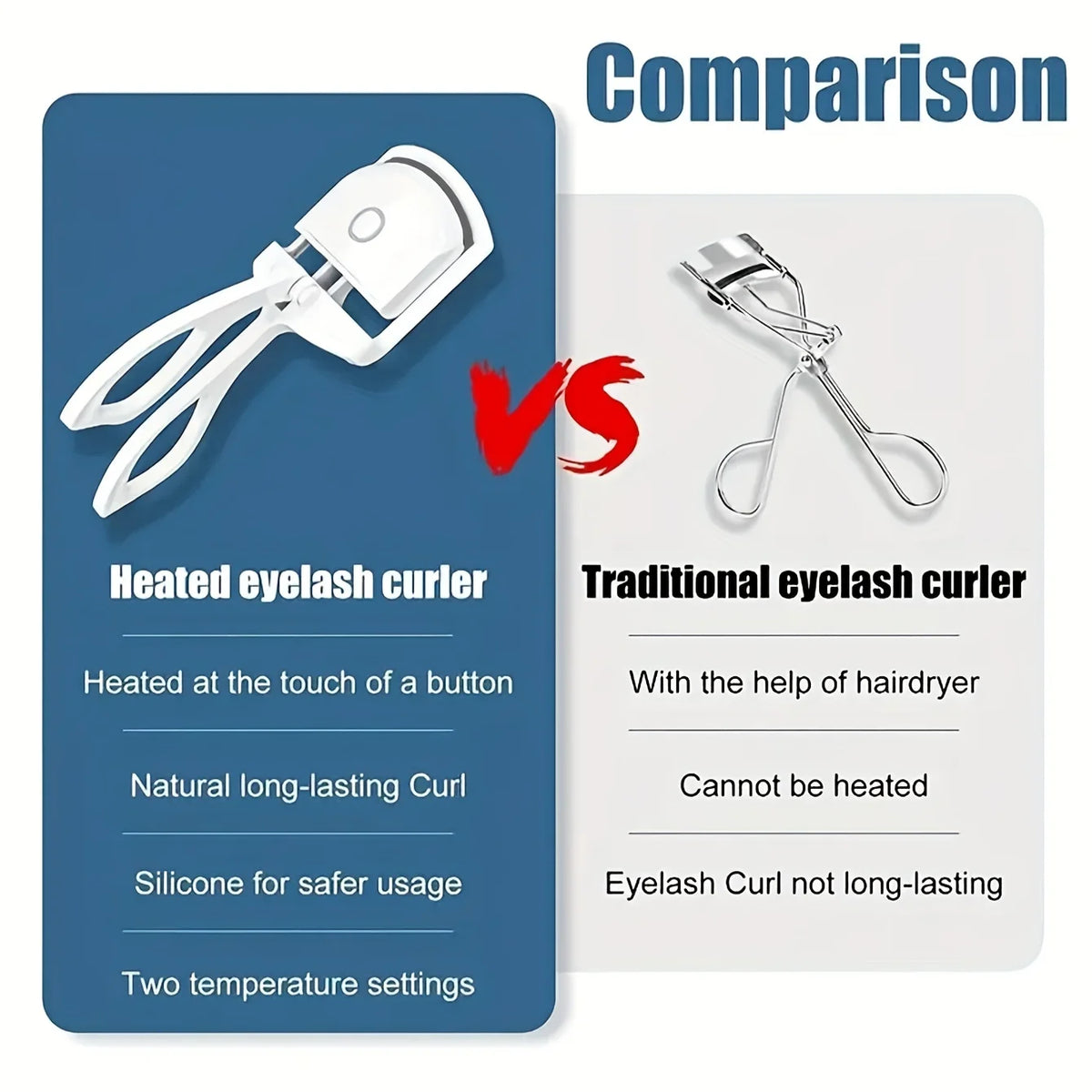 Electric Heated Eyelash Curler USB Rechargeable 2 Mode Quick Heating Lash Curler Natural Long Lasting Curl Makeup Tool