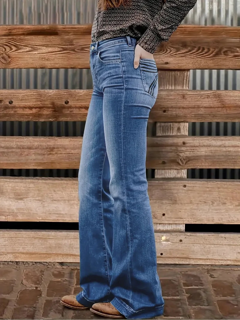 Denim Pants Women Solid Spliced Jeans Slim Fit Streetwear Pockets Floor Length Trousers Distressed Skinny Lady Elegant Autumn