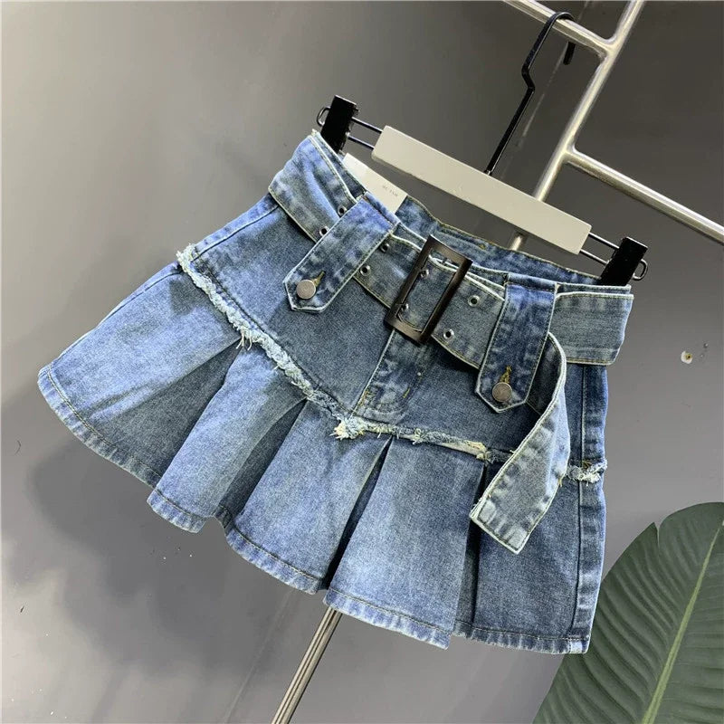 Y2k Retro Streetwear Denim Skirt Women Summer Sexy Punk A-Line High Waist Harajuku Denim Mini Skirt Hottie All-match Short Skirt