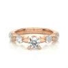 Trending Lab Made Diamond Five Stone Ring Yellow Rose White Gold Plated Leaf Nature Inspired Design VVS1 Clarity Diamond Rings