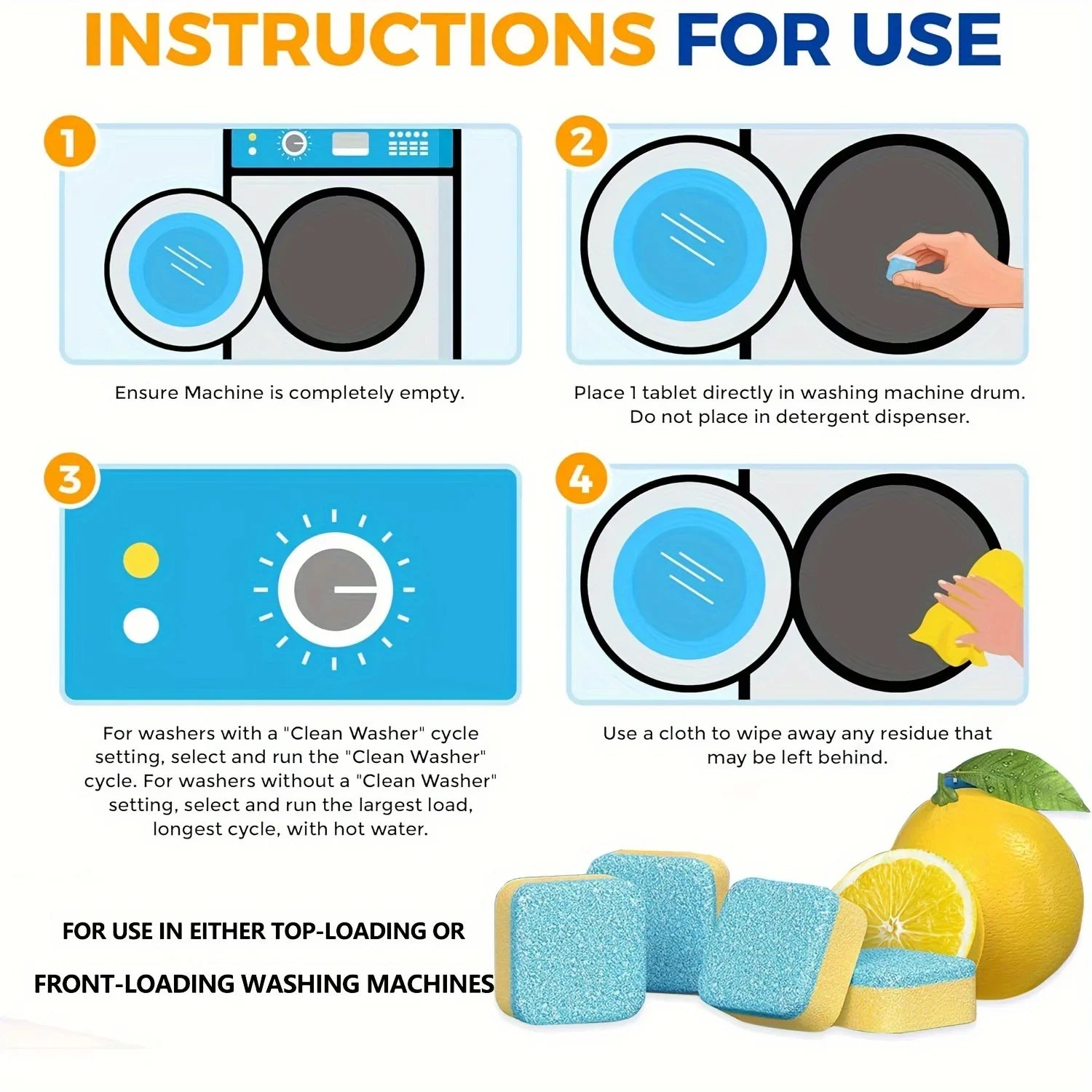 Washing machine cleaner, powerful descaling agent - Deep cleaning of pre-loaders