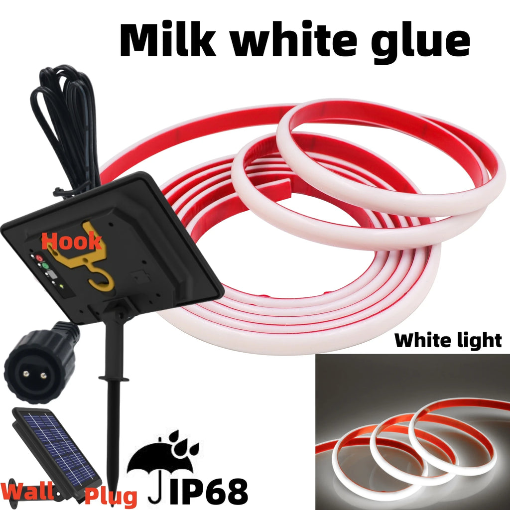 1200mAh 2400mAh 7200mAh COB Solar LED Strip Neon Light Sign DC 24V Flexible Waterproof IP68 IP67 Adhesive Tape Diode Lamp Linear
