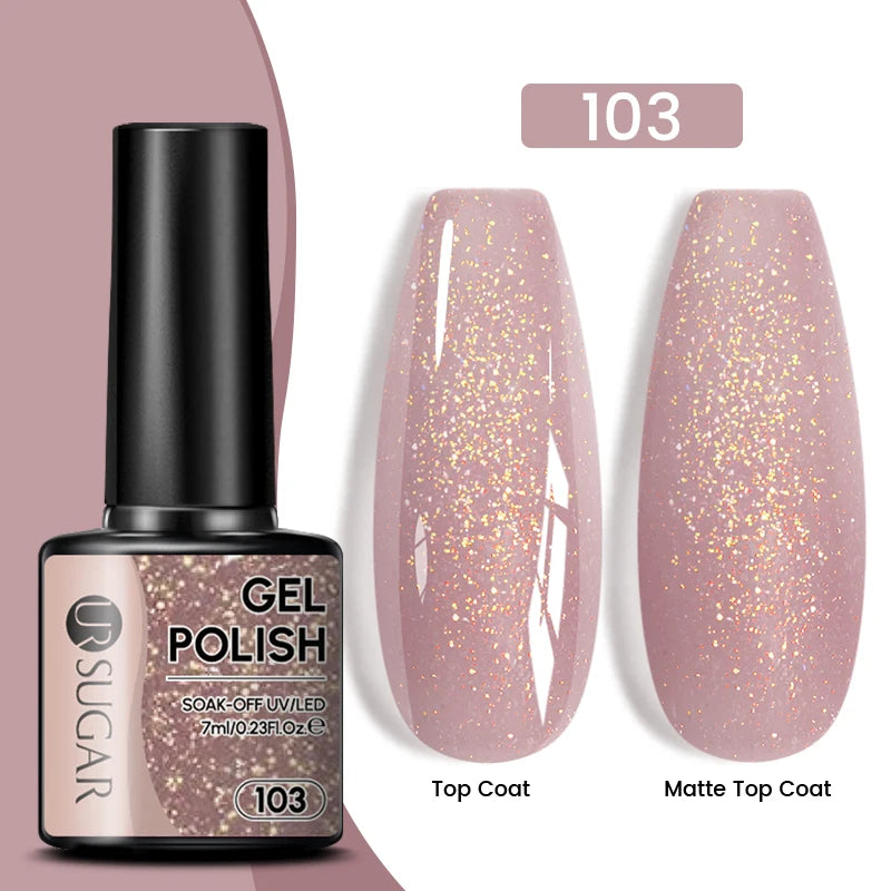 UR SUGAR 7ML Valentine’s Day Gel Nail Polish 107 Colors Classic Black Red Glitter Semi Permanent Autumn Soak Off UV Gel Varnish