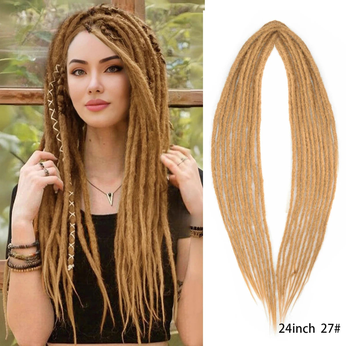 Dreadlock Extensions Handmade Crochet Hair Synthetic 24 36 Inches Dread Extension Crochet Braids For Women Dreadlocks Hair
