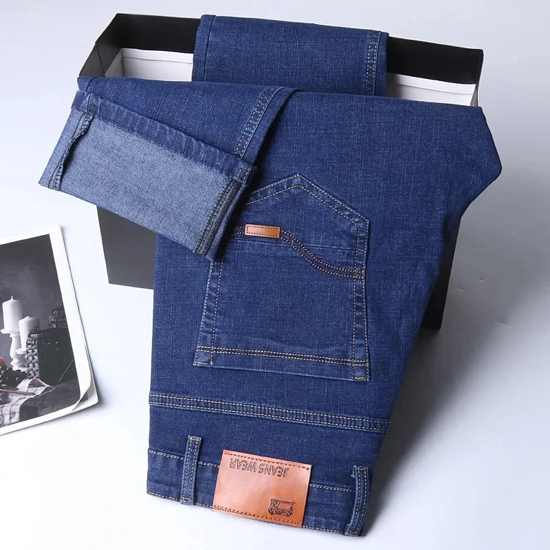 Men's Casual Straight Stretch Jeans 2026 Spring Autumn New Classic Blue Black Work Denim Trousers Fashion Male Brand Clothing