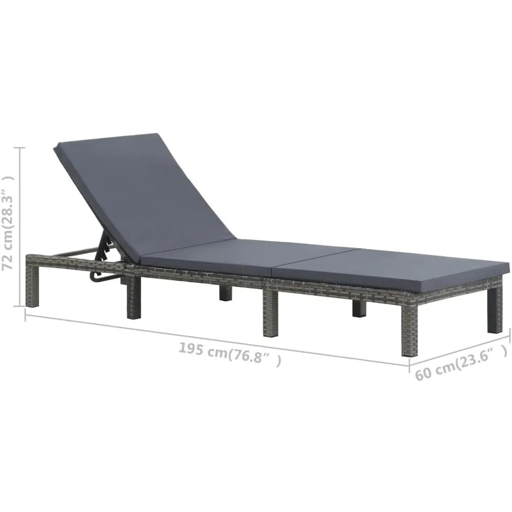 Recliner Sun Lounger with Cushion for Outdoor Relaxation