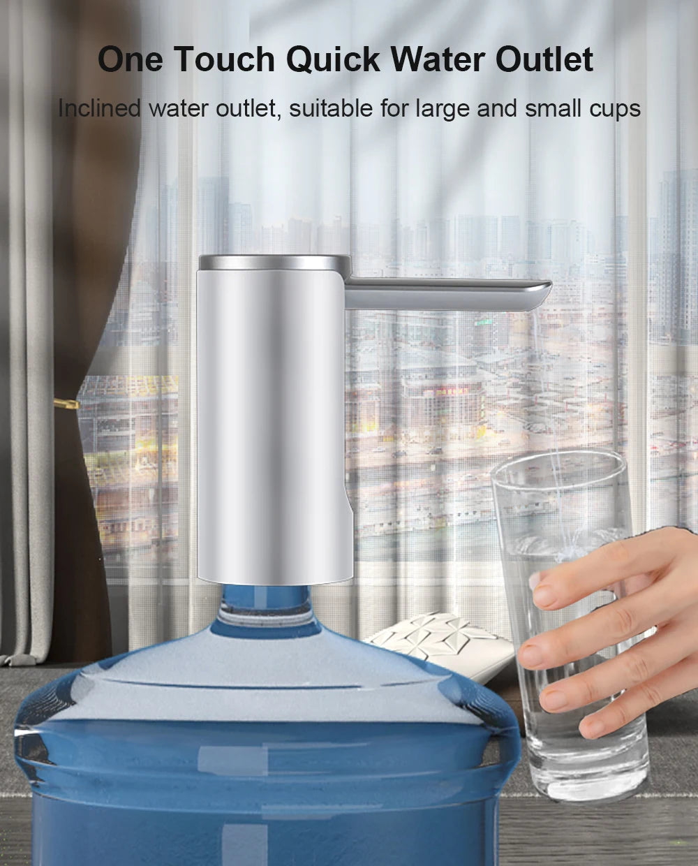 Electric Water Gallon Pump Automatic Water Pump 19 Liters Foldable Desktop Water Bottle Pump USB Rechargeable Water Dispenser