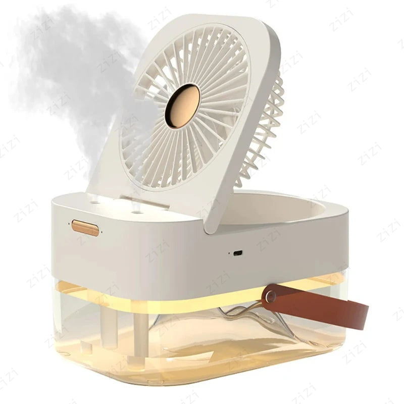 Double Port Spray High-capacity Electric Fan Humidifier USB Portable Portable Remote Control Humidifier with Atmosphere Light
