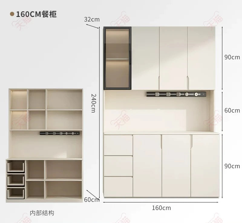 LTT Simple Modern Side Cabinet Embedded Refrigerator Cabinet Kitchen Living Room Locker