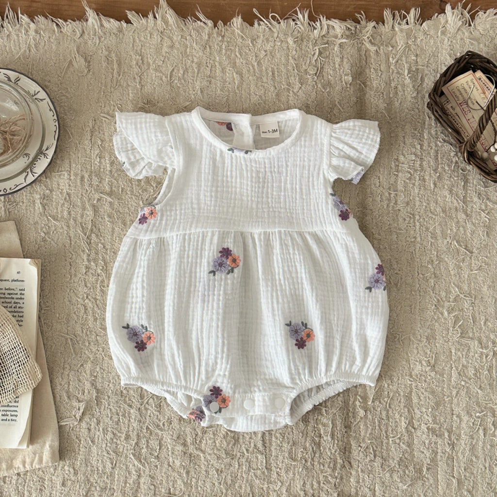 Baby Girl Clothing New Summer Newborn Baby Girl Romper Embroidered Flowers Cotton Toddler Baby Girls Jumpsuit 1-18M
