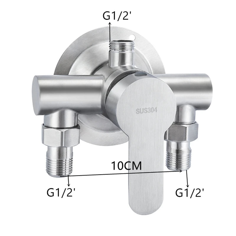 304 Stainless Steel Shower Faucet Mixer Valve Double Type Bathroom Shower Hot Cold Water Tap G1/2’ Bathtub Faucet