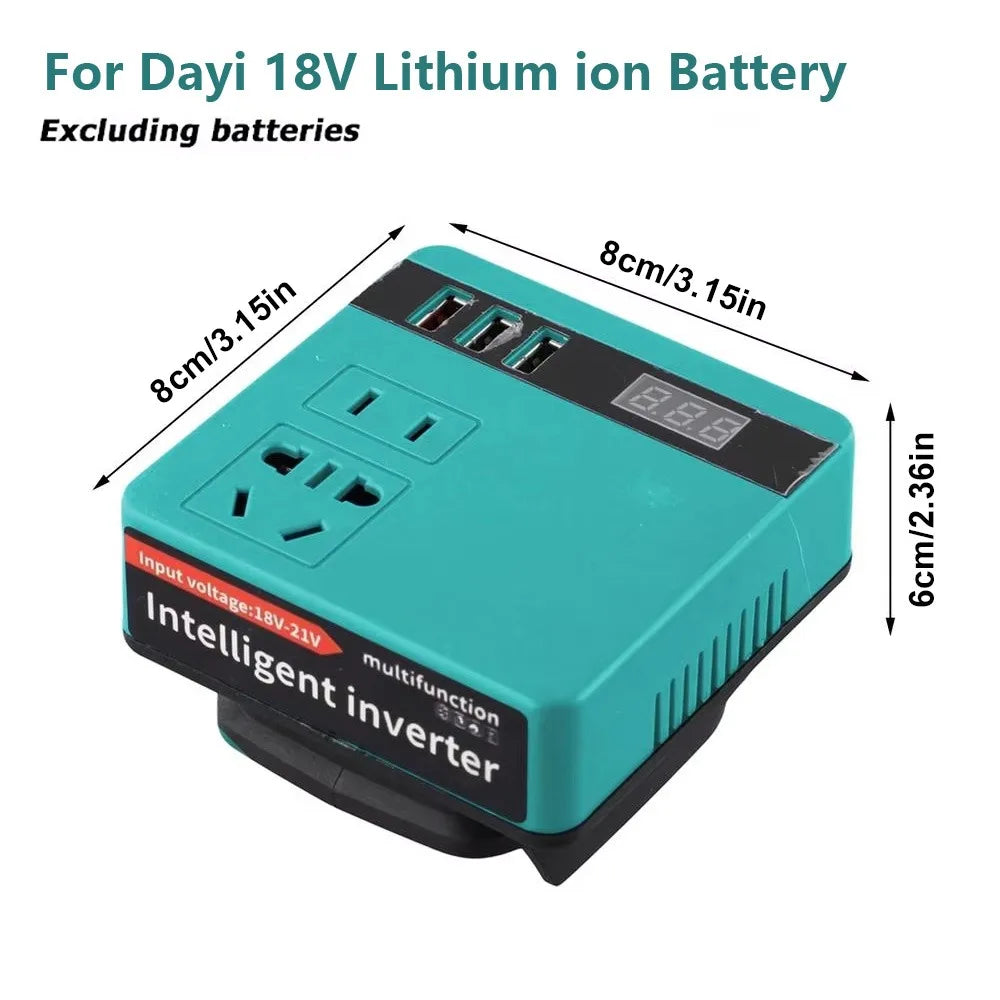 1Pcs 18V 20V To 220V Battery Inverter Multifunctional 120W Smart Transformer Household Dual Plug Outdoor Work Inverter