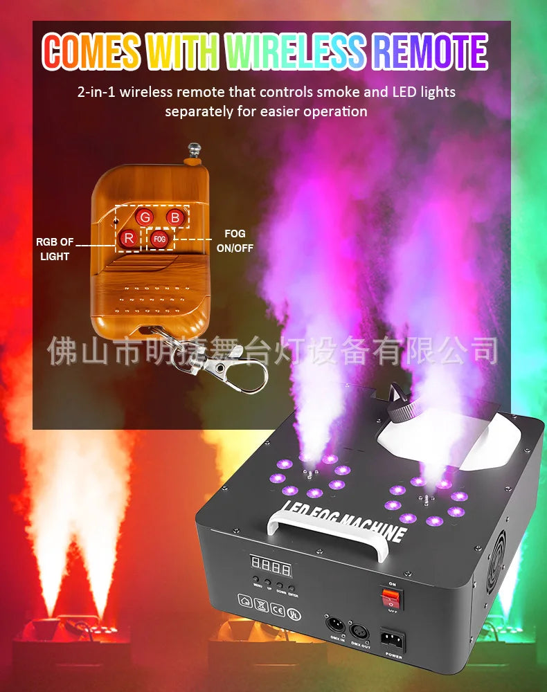 2000W Smoke Machine Stage Fog DMX512 RGB Light DJ Wedding Event Spray