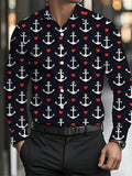 High Quality Men's Leopard Printed Button Shirt Baroque Chain Long Sleeves Party Casual Flap Long Sleeves