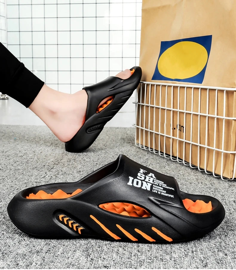 Summer Men Massage Slippers Indoor Outdoor Sandals Beach Casual Shoes Soft Sole Slides Men Flip-flops Men's Sandals Big Size 47