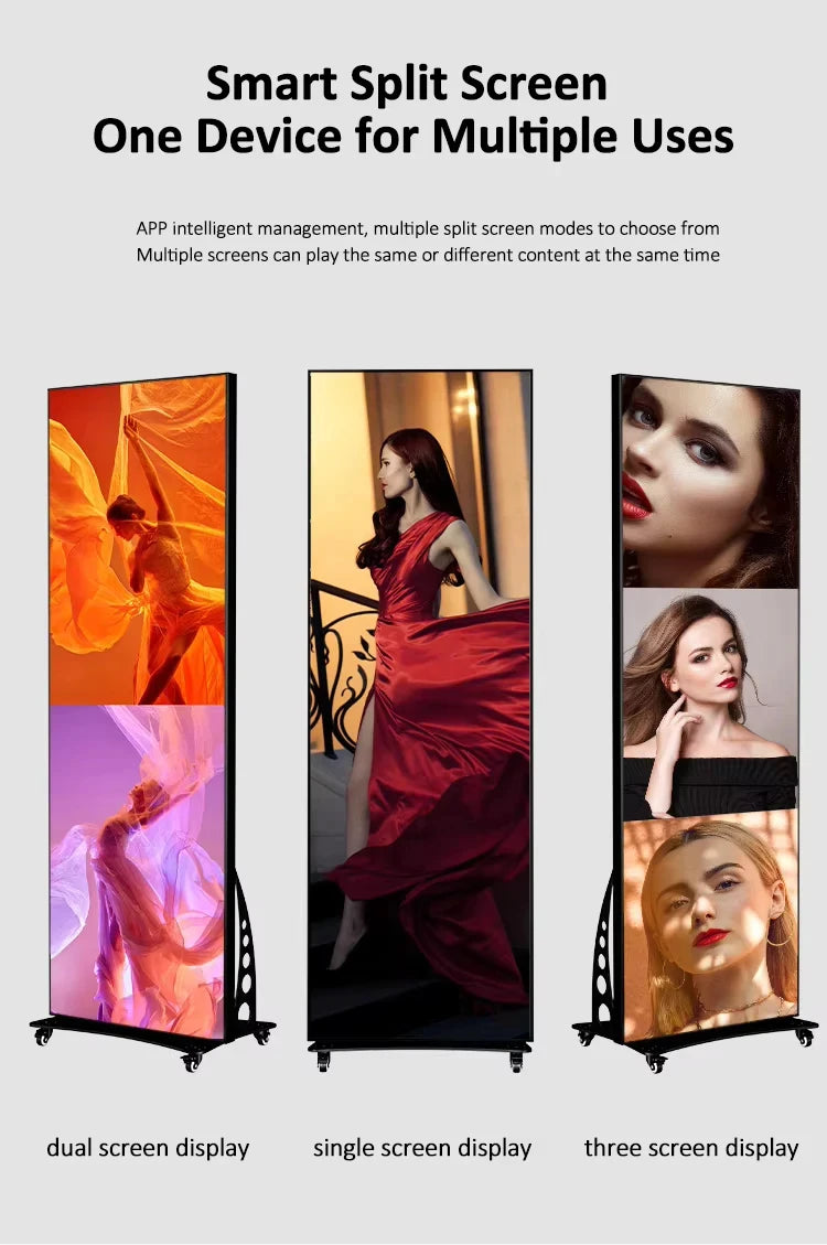 Indoor Foldable LED Poster Screen P1.8 P2 P2.5 Portable Digital Display Video Wall for Store Events Exhibition