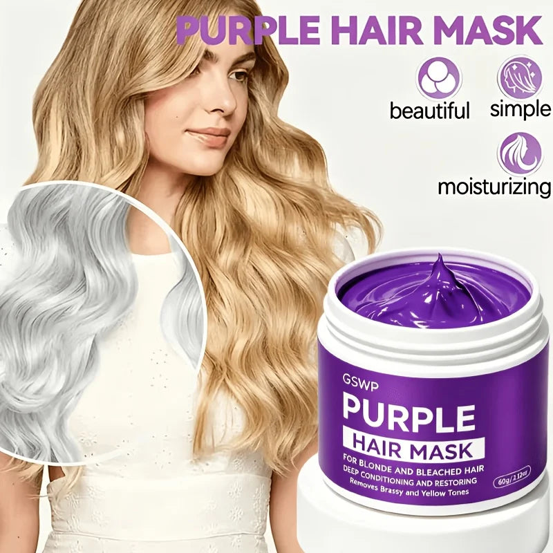 GSWP Purple Hair Mask Anti-Brassiness Shampoo,Deeply Condition, Detangles, Hydrates And Moisturizes,Smooth Hair Care.60/120g
