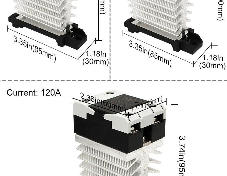 SSR Solid State Relay 24-480VAC Heat Sink Single Phase DIN Rail Mounted 10A 25A 40A 60A 80A 100A 120A DA AA DD Zero Crossing