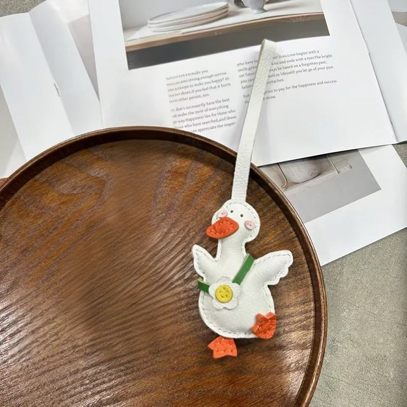 Cute Cartoon Duck Bag Charm High Quality Cute Leather Fashion Charm Bag Keyring Backpack Decoration Accessories Gifts