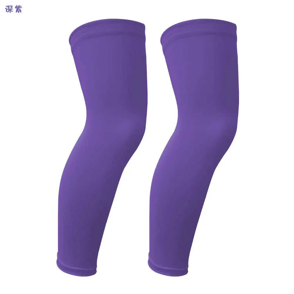 1Pair Long Compression Leg Sleeves for Kids, Comfortable Non-Slip UV Protection Brace Support for Basketball Running Cycling