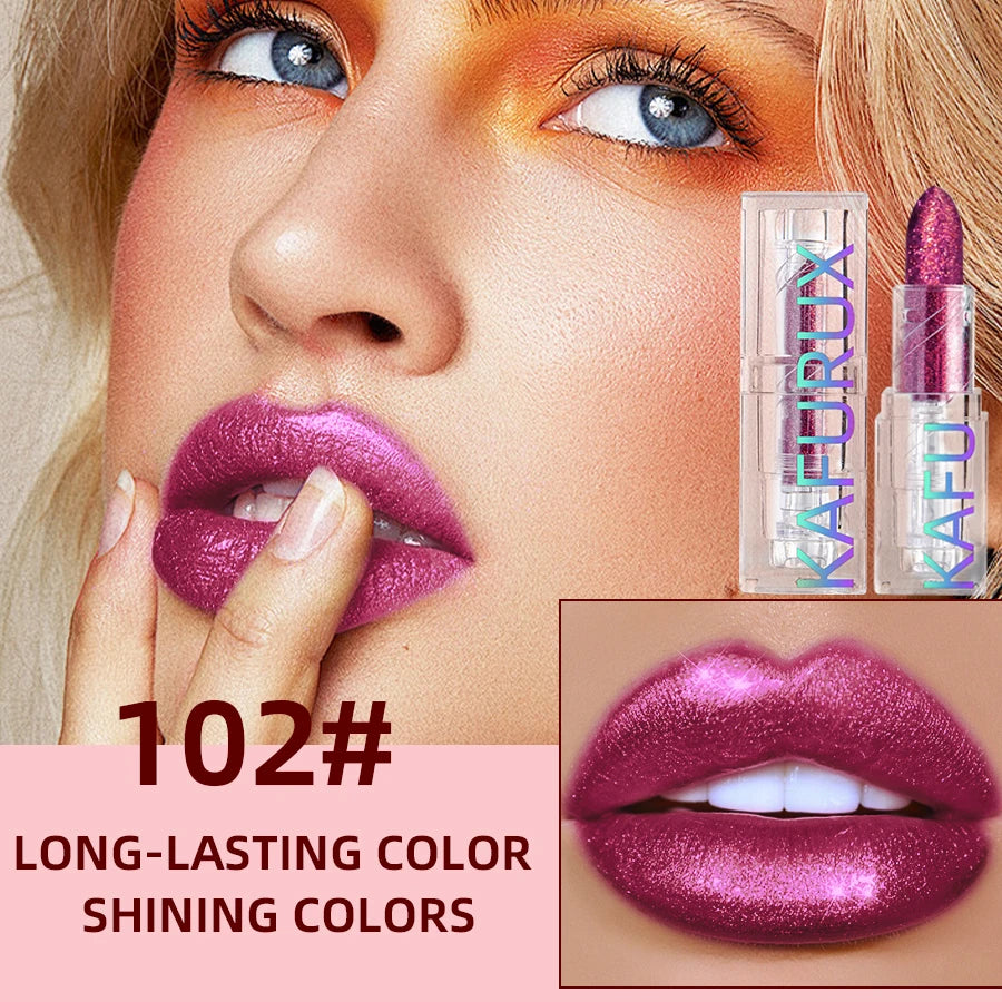 Glitter Lipstick 3 Colors Hydrating Red Rose Sparkling Shine lip Highly Pigmented Lip Tints Finish lip Korean Makeup Gifts