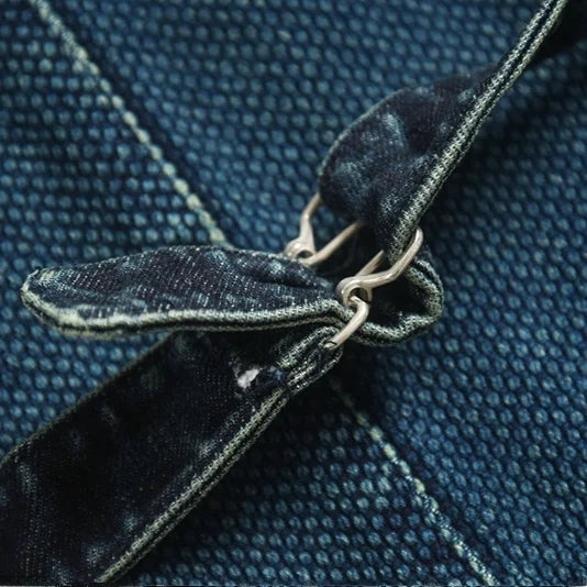 Japanese Sle Indigo Dye Judo Cloth Vintage Vest Men's Faion Youth  V-Ne Casual Wear Stand Fit Spring 2025