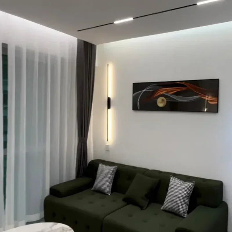 Modern LED Wall Lamp Bedroom Decoration Indoor Fixture Living Minimalist Lines Black Light Sconces Stair Hallway Wall Lights