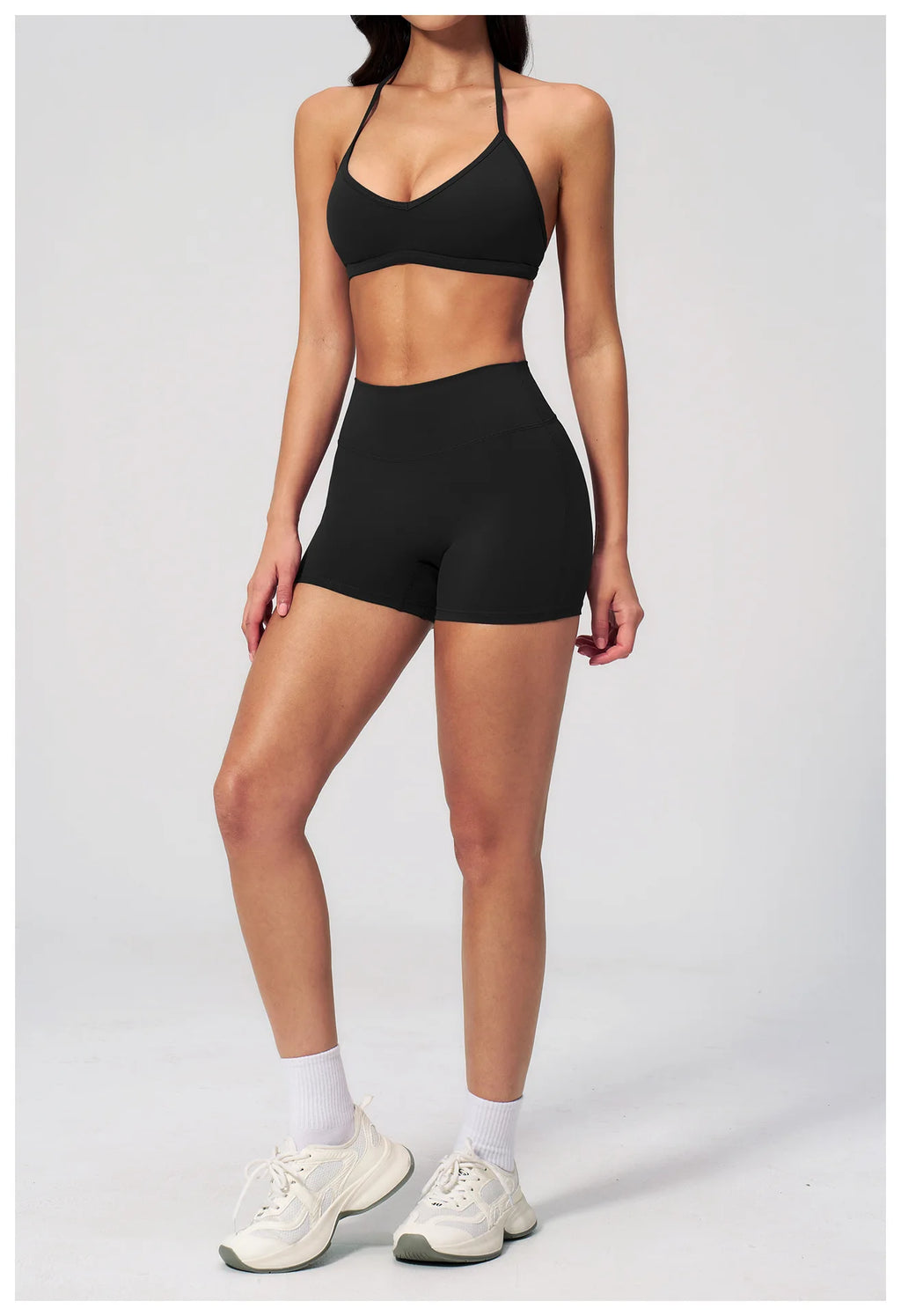 2 Pieces Yoga Set Women Tracksuit Backless Halter Tops High Waist Shorts Gym Suits Fitness Sportswear Workout Sets Athletic Wear
