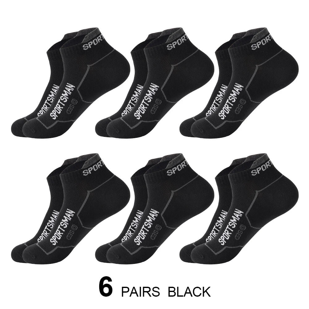 6 Pairs/Lot Spring Summer Men's Sports Running Socks Protective Ankle Socks Thin Breathable Deodorant Fitness Short Socks 38-44