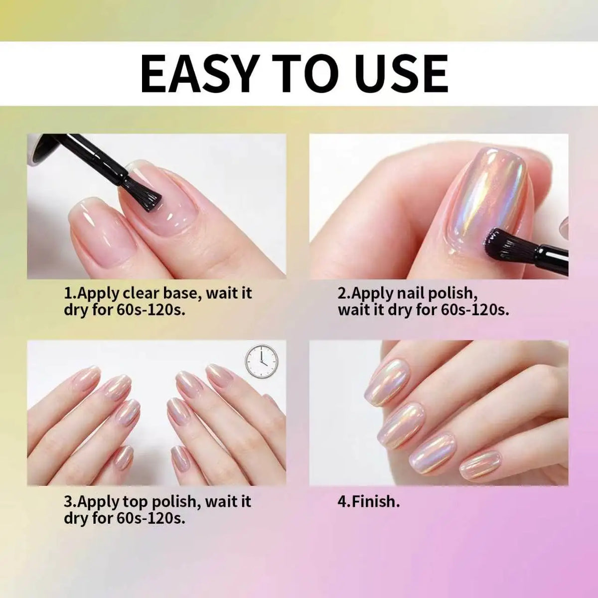Colorful Aurora Polarized Nude Nail Polish 10ML, Gentle Versatile Color, Easy Application, Quick Dry, Glossy Transparent