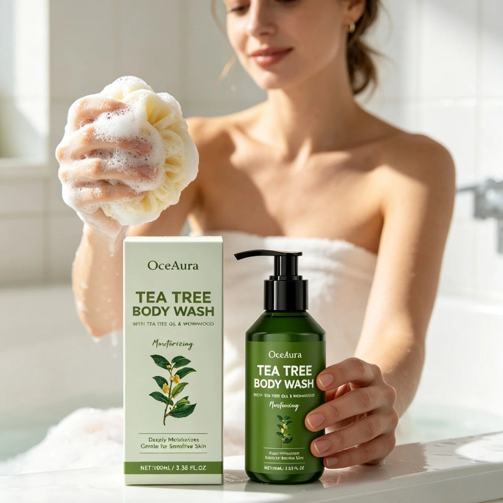OceAura Tea Tree Body Wash Soothing Skin Relieve Skin Dryness Remove Excess Sebum Long Lasting Fragrance Moisturizing Shower Gel