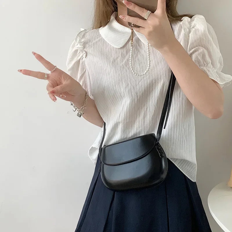 Candy Color Women's Saddle Shoulder Bag Casual Portable Female Small Clutch Handbags Sweet Fashion Ladies Purse Crossbody Bags