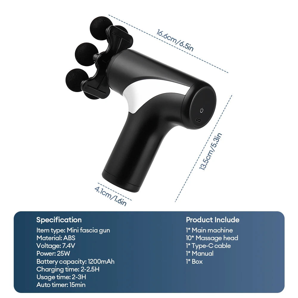 Professional Fascia Gun Mini Deep Tissue Massage Gun Wireless 38 Speed Level Electric Percussion Massager Body Muscle Relaxation