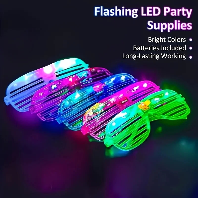 5Pc LED Luminous Blinds Glasses Adult Children Role Playing Props Halloween Party Wedding Bachelorette Party Bar Gift Decoration