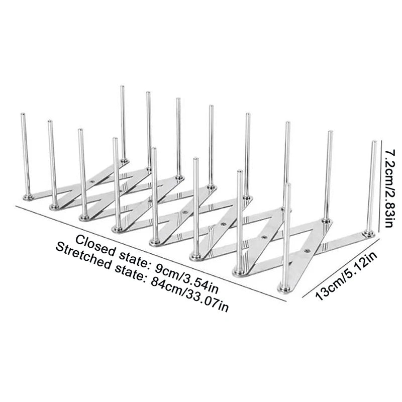 Retractable Foldable Stainless Steel Plate Dish Holder Shelf Pot Lid Rack Pan Lid Organizer Tableware Storage Kitchen Gadgets