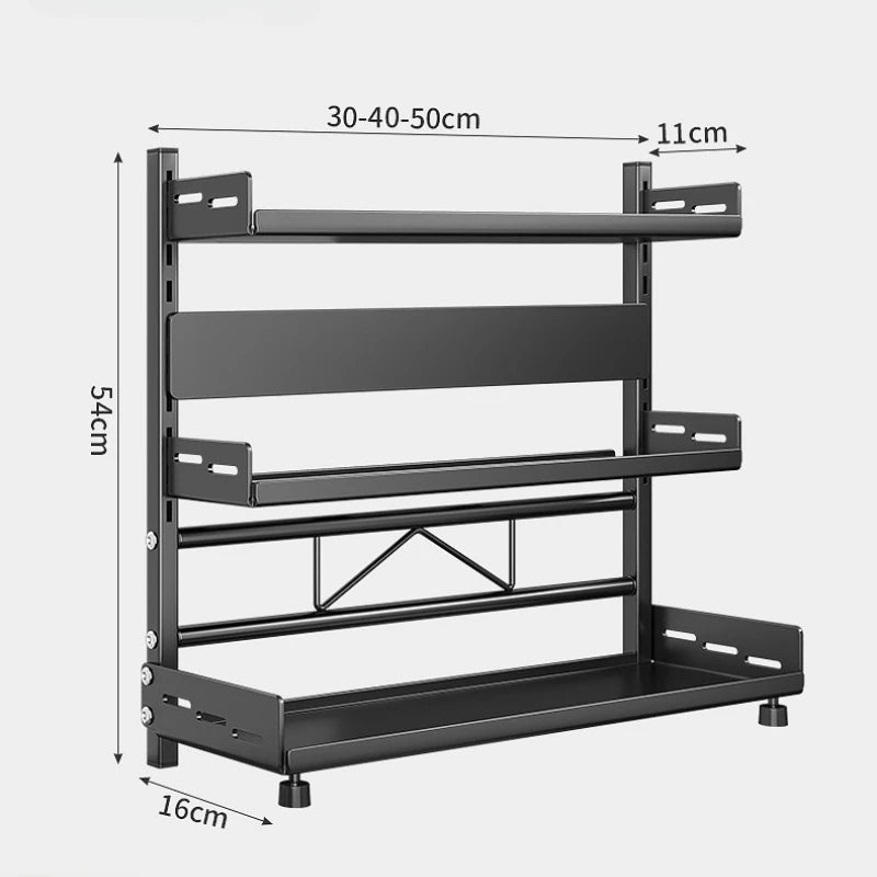Kitchen Countertop Organizer Rack with Adjustable Feet Knife Storage Removable Shelves Multifunctional Space-Saving for Home