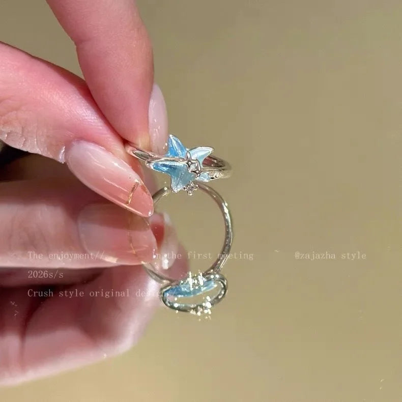 3pcs Set New Fashion 925 Sterling Silver Cute Guppy Ring Stacking Finger Ring, Animals Adjustable Open Rings Birthday Gift