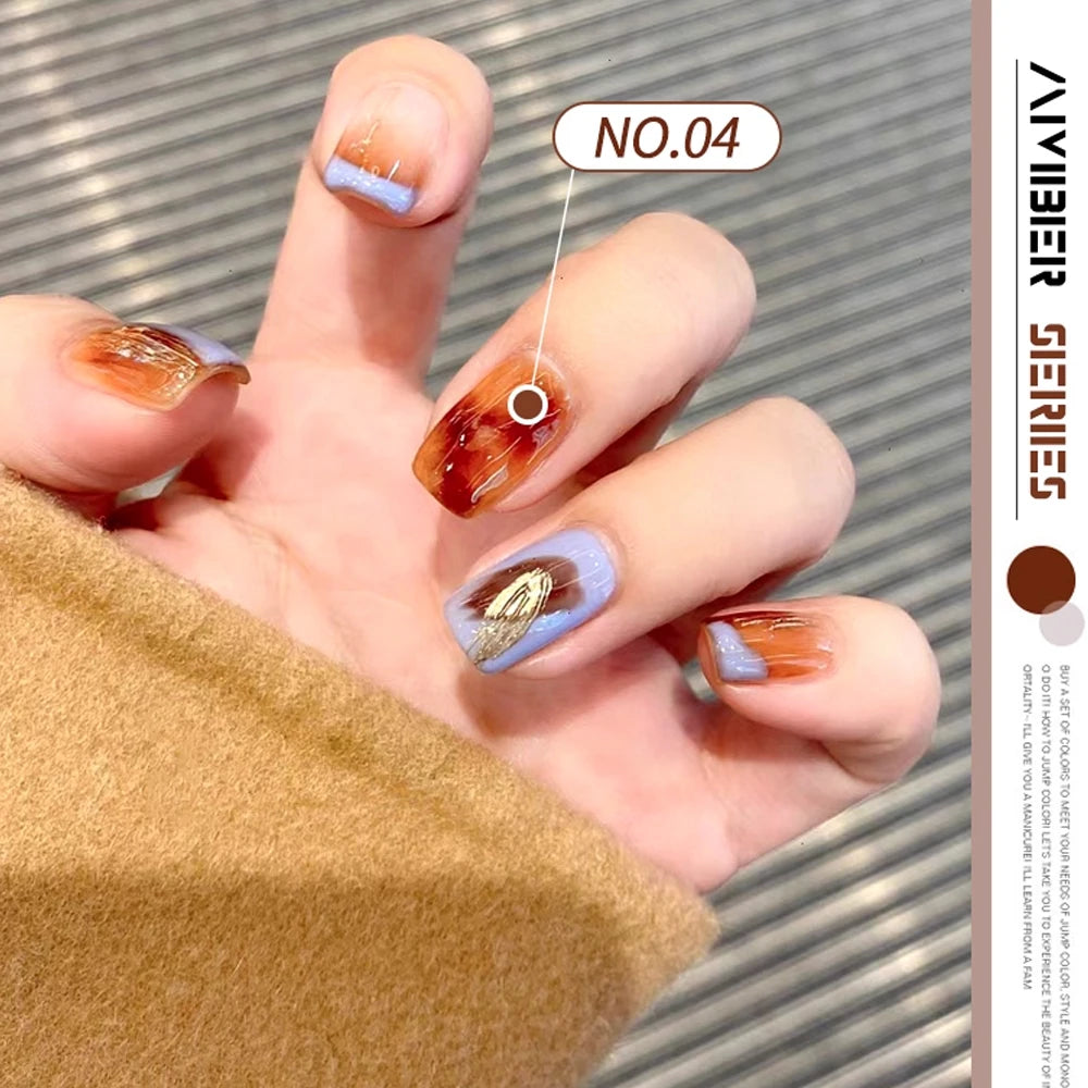 1/6color 5g Amber Brown Gel Nail Polish Set Y2K Autumn Winter Gradient Leopard Jelly Nail Gel Semi Permanent Soak Off Varnish