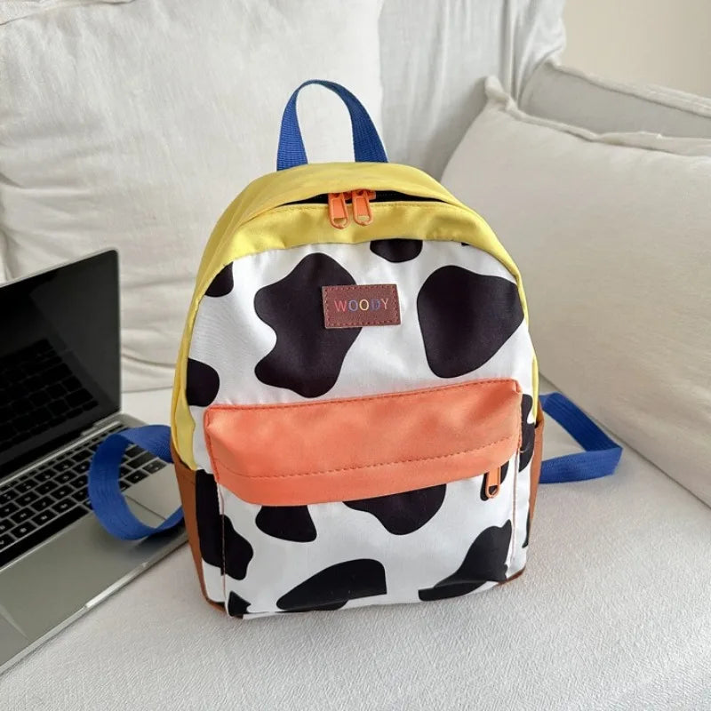 Cartoon Fashionable and Casual Women's Backpack Cute Cow Print Backpack Soft and Durable Fabric Backpack Suitable for Daily Use
