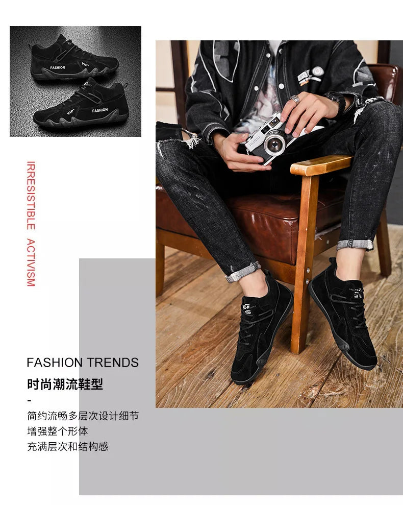 Men's Shoes New Fashion Breathable Non-slip Wear-resistant Outdoor Casual Mid-Top Lace-Up Sneakers