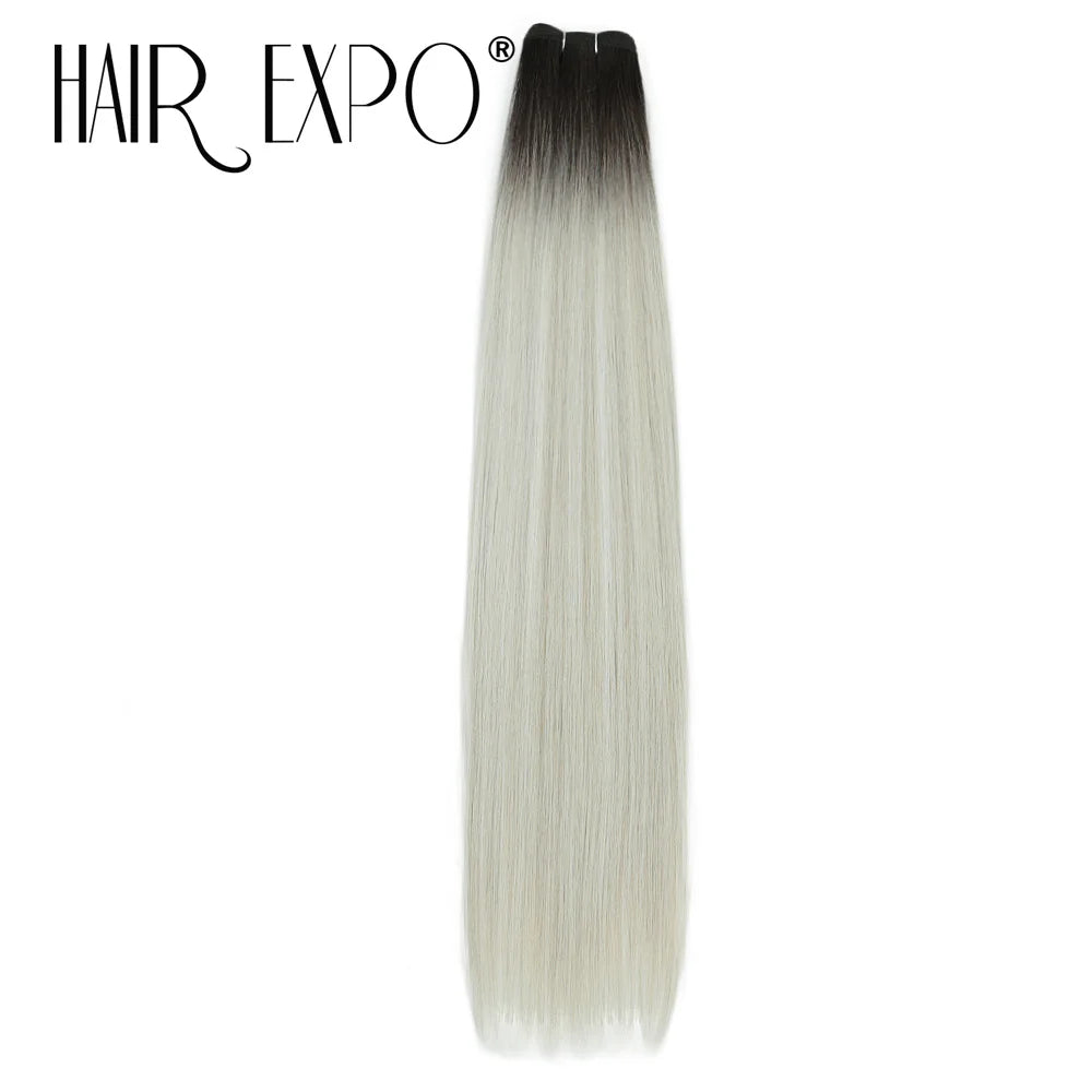 26" Bio Straight Hair Bundles Natural Soft Heat Resistant Fiber Synthetic Fiber Hair Extensions Protein Straight Hair Weave