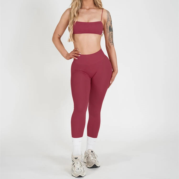 2/3PCS NoLogo Seamless DVision Yoga Set Women Workout Scrunch Leggings Strappy Sports Bra Fitness Gym Shorts Workout Suits XP65