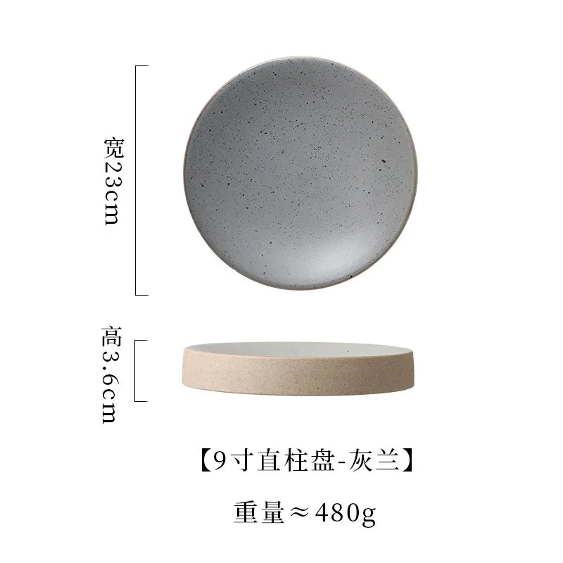 Premium Western Cuisine Plate Retro Round Plate Commercial Ceramic Tableware Cylinder  Simple Cake Dim Sum