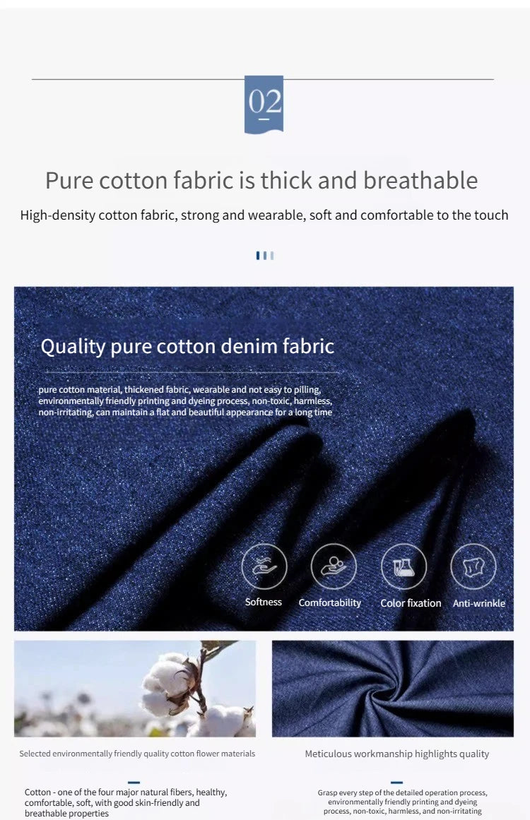 Washed Denim Jeans Fabric Cotton By The Meter for Needlework Dress Skirt Shirt Jacket Pants Diy Sewing Wearable Soft Cloth Blue