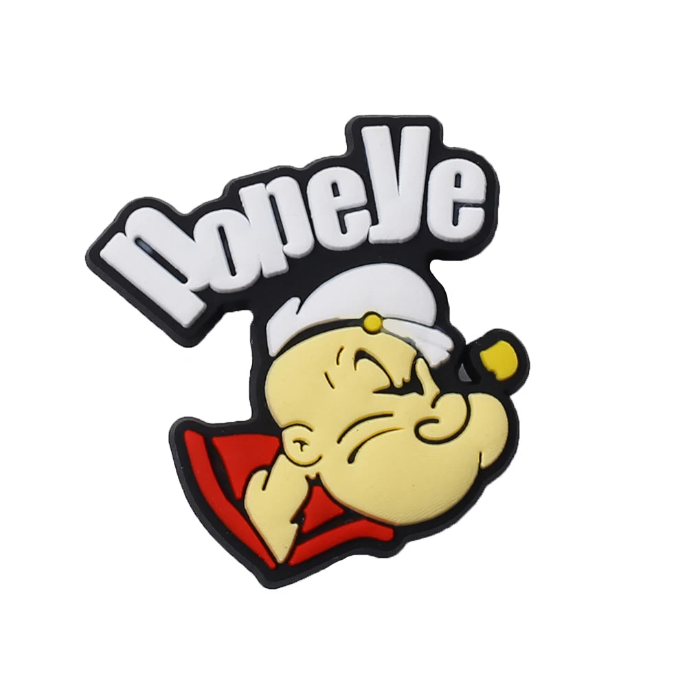 1-8pcs Hot toys Popeye PVC Cute Cartoon shoes Charms Accessories DIY Detachable Waterproof PVC Shoe Decorations for Party Gifts